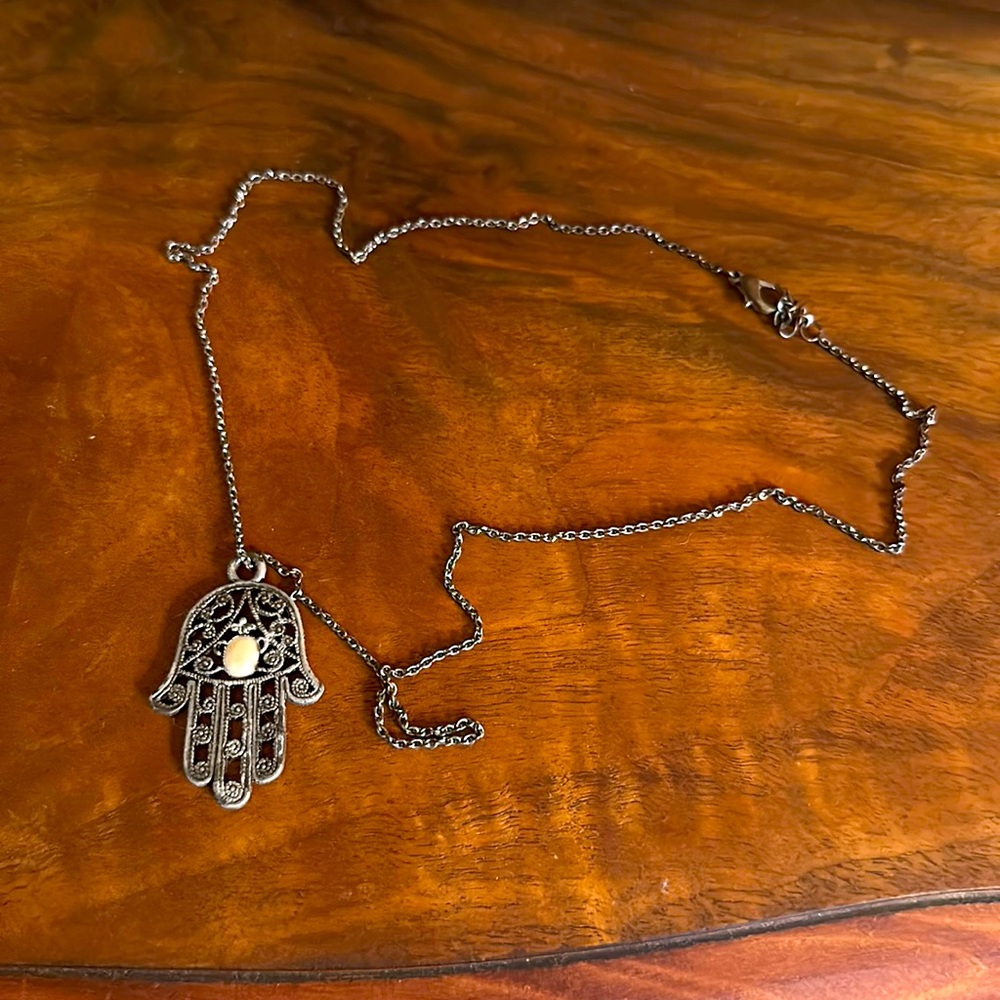 Vintage hamsa necklace